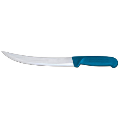 Omcan USA 12315 8" Stainless Steel Blue Handle Curved Breaking Knife