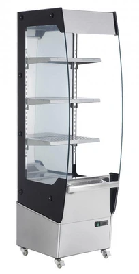Omcan USA 39537 19.04"W Stainless Steel Floor Model Heated Display Case - 220 Volts 1-Ph