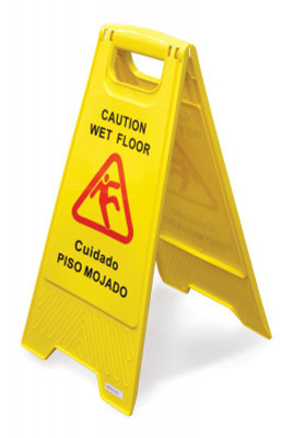 Omcan USA 24414 Yellow Molded Plastic with Handle Caution Wet Floor Sign