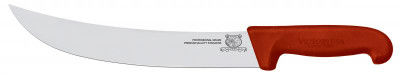 Omcan USA 23888 12" Stainless Steel Red Handle Curved Steak Knife