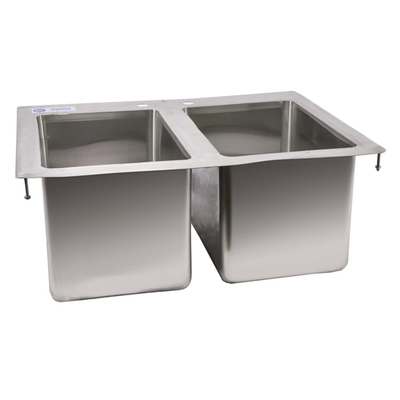 Omcan USA 39782 10" Wide x 14" Front to Back x 10" Deep Stainless Steel Two Compartment Drop-In Sink