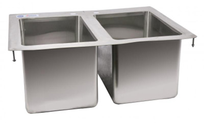 Omcan USA 39782 10" Wide x 14" Front to Back x 10" Deep Stainless Steel Two Compartment Drop-In Sink