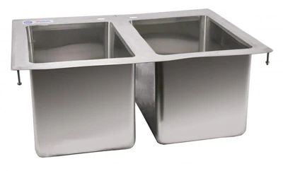 Omcan USA 39782 10" Wide x 14" Front to Back x 10" Deep Stainless Steel Two Compartment Drop-In Sink