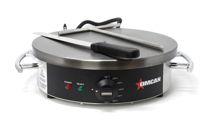 Omcan USA 39579 14" Polished Cast Iron Plate Electric Crepe Griddle - 120 Volts 1-Ph