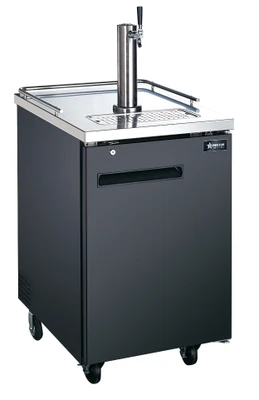 Omcan USA 50066 0.5 Keg Capacity Black Stainless Steel 1 Dispenser Draft Beer Cooler - 115 Volts 0.17 HP