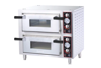 Omcan USA 48368 28" W Stainless Steel Countertop Double Chamber Electric Pizza Oven - 240 Volts