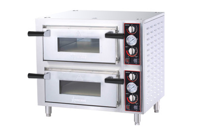 Omcan USA 48368 28" W Stainless Steel Countertop Double Chamber Electric Pizza Oven - 240 Volts