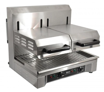 Omcan USA 39582 23.3"W Stainless Steel Double Electric Countertop Salamander and Broiler - 240 Volts 1-Ph