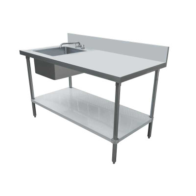 Omcan USA 44301 72" W x 24" D Stainless Steel 18 Gauge Work Table With Prep Sink