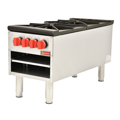 Omcan USA 37529 18"W x 41.75"D Stainless Steel Natural Gas Double Stock Pot Range - 200,000 BTU