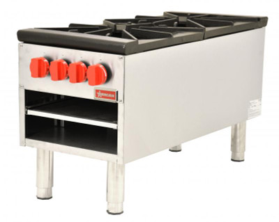Omcan USA 37529 18"W x 41.75"D Stainless Steel Natural Gas Double Stock Pot Range - 200,000 BTU