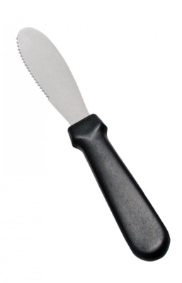 Omcan USA 80042 3.62" x 1.25" Stainless Steel Blade Black Handle Sandwich Spreader
