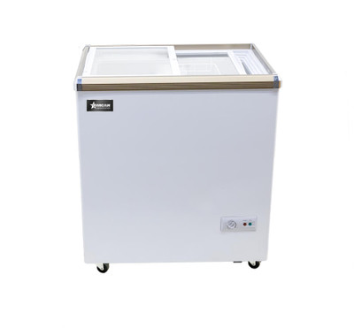 Omcan USA 45291 29" W White Aluminum Flat Glass Ice Cream Freezer