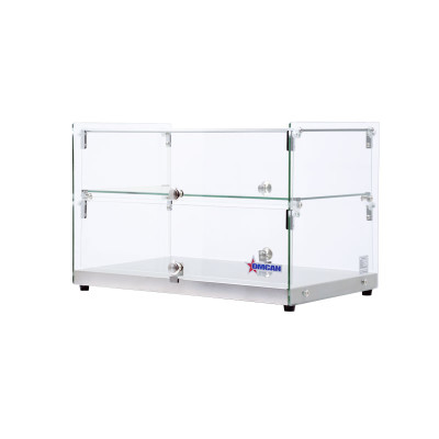 Omcan USA 44373 21.8" W x 14.2" D x 14.8" H Curved Front Glass and Stainless Steel Countertop Display Case