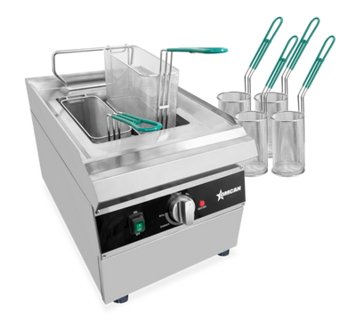 Omcan USA 47503 2.4 Gal. Stainless Steel Single Tank Electric Countertop Pasta Cooker - 240 Volts 1-Ph