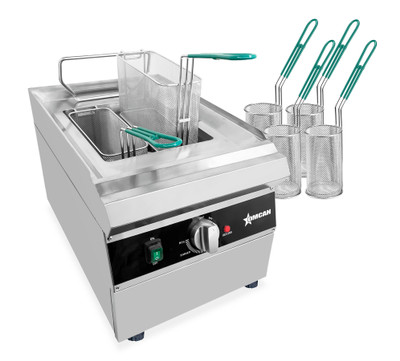 Omcan USA 47503 2.4 Gal. Stainless Steel Single Tank Electric Countertop Pasta Cooker - 240 Volts 1-Ph