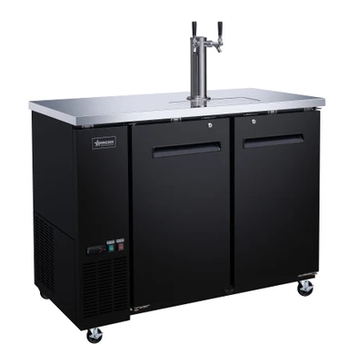 Omcan USA 50063 Two 0.5 Kegs Capacity Black Stainless Steel 1 Dispenser Draft Beer Cooler - 115 Volts 0.2 HP