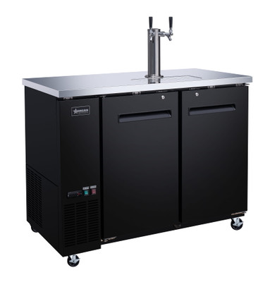 Omcan USA 50063 Two 0.5 Kegs Capacity Black Stainless Steel 1 Dispenser Draft Beer Cooler - 115 Volts 0.2 HP