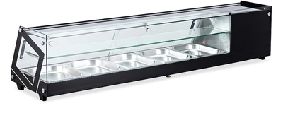 Omcan USA 44394 58.4" W Black Finish Countertop Sushi Display Case - 110 Volts