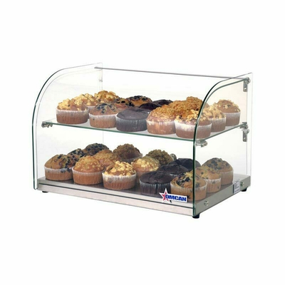 Omcan USA 44372 21.8" W x 14.8" D x 14.8" H Curved Front Glass and Stainless Steel Countertop Display Case
