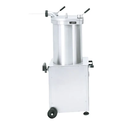 Omcan USA 46103 95 Lbs. Stainless Steel Lid and Piston Automatic Vertical Hydraulic Sausage Stuffer - 208-220 Volts