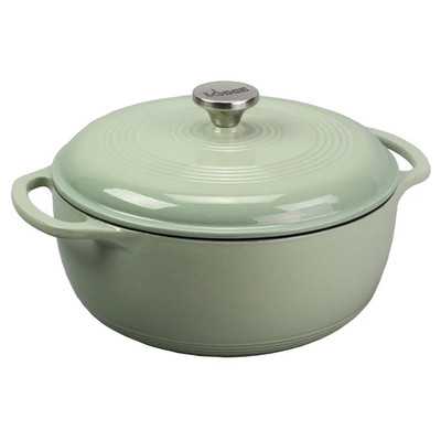 Lodge EC6D50 6 Qt. Round Desert Sage Porcelain Enameled Cast Iron Dutch Oven