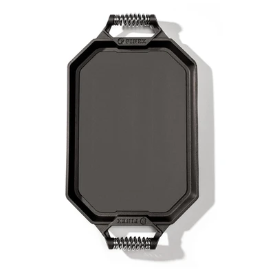 Lodge G18-10001 22" W x 12.25" D x 2" H Rectangular Pre-Seasoned Cast Iron Finex Double Burner Griddle