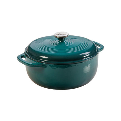 Lodge EC6D38 6 Qt. Lagoon Porcelain Enameled Cast Iron Round Dutch Oven with Cover