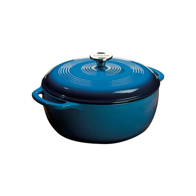 Lodge EC6D33 6 Qt. Blue Porcelain Enameled Cast Iron Round Dutch Oven with Cover