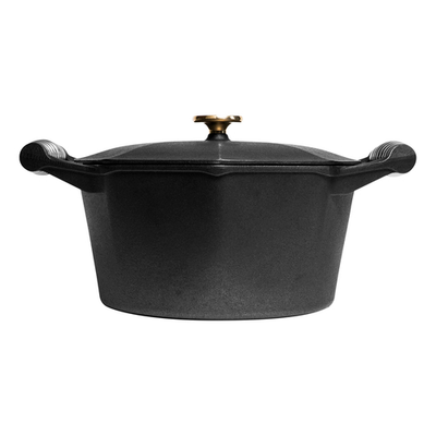 Lodge DL5-10001 5 Qt. Black Cast Iron Octagonal Finex Dutch Oven with Lid