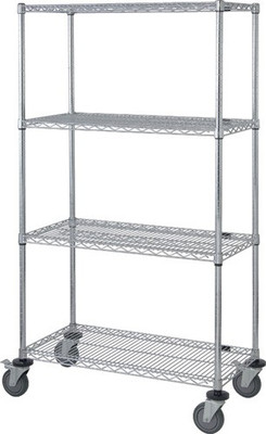 Quantum M1860C46 60" W x 18" D x 69" H Chrome Plated 4 Wire Shelves Mobile Cart