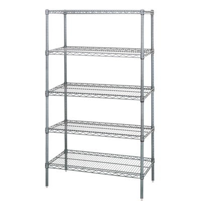 Quantum WR74-2460C-5 60" W x 24" D x 74" H Chrome Plated Wire Shelving Starter Kit