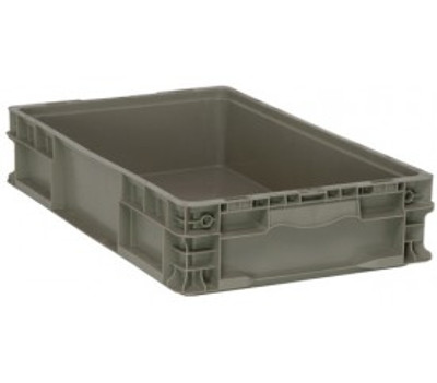 Quantum RSO2415-5 24" W x 15" D x 5" H Gray Polyethylene Stacker Straight Wall Container
