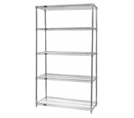 Quantum WR74-3060C-5 60" W x 30" D x 74" H Chrome Plated Wire Shelving Starter Kit