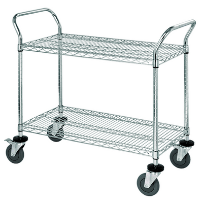 Quantum WRC-2448-2 37.5" H x 48" W x 24" D 2 Shelves 2 U Shaped Handles Open Base Utility Cart