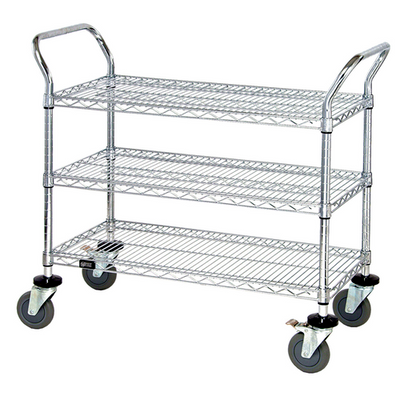Quantum WRC-2436-3 37.5" H x 36" W x 24" D 3 Shelves 2 U Shaped Handles Open Base Utility Cart