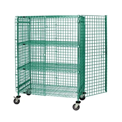 Quantum M2160-69SECP-2 69" H x 60" W x 21" D Green Epoxy Coated Finish Mobile Security Unit