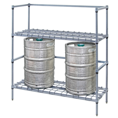 Quantum 186054DGY 60&quot; W x 18&quot; D x 54&quot; H Gray Epoxy Coated Modular Tank and Beverage Container Dunnage Rack