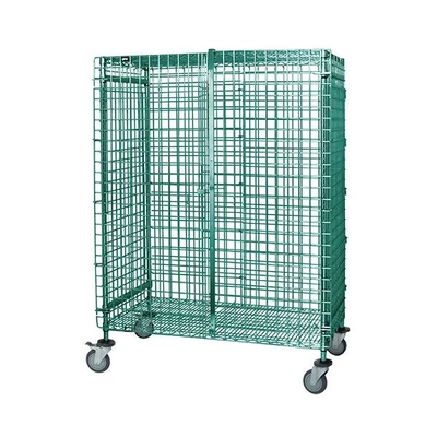 Quantum M2436-69SECP 69" H x 36" W x 24" D Green Epoxy Coated Finish Mobile Security Unit