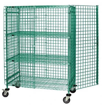 Quantum M1836-69SECP-2 69" H x 36" W x 18" D Green Epoxy Coated Finish Mobile Security Unit