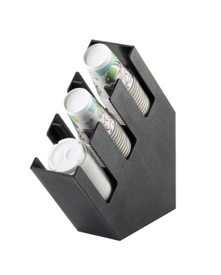 Cal-Mil 2048-3 4-1/2" W x 16-1/4" D x 16-1/4" H Black ABS-Plastic Classic Lid / Cup Organizer