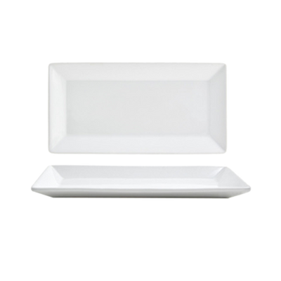 FOH DAP001WHP23 9" W x 5" D Rectangle Porcelain Linear Design Kyoto Plate (12 Each Per Case)