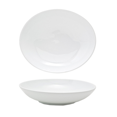 FOH DBO083WHP22 28 Oz. Oval Coupe Sides Porcelain Low Ellipse Bowl (6 Each Per Case)