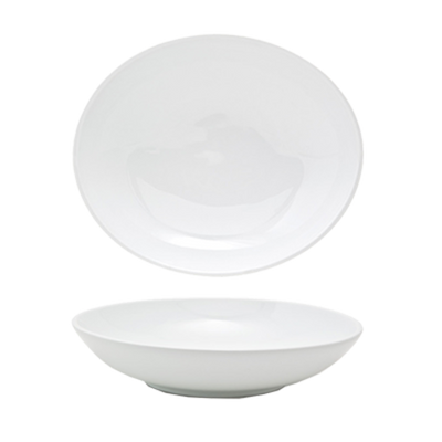 FOH DBO083WHP22 28 Oz. Oval Coupe Sides Porcelain Low Ellipse Bowl (6 Each Per Case)