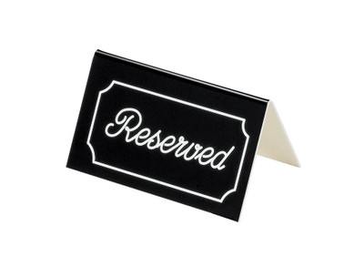 Cal-Mil 273-2 5"W Black/White Plastic Reserved Message Tent