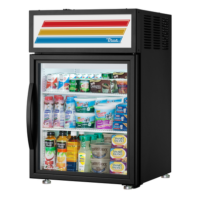 True GDM-05-HC~FGD01 White Aluminum Interior Black Powder Coated Exterior 1 Low-E Thermal Glass Hinged Doors Countertop Refrigerated Merchandiser - 115 Volts