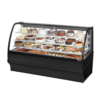 True TDM-R-77-GE/GE-B-W 77.25" W White and Black Finish with Curved Glass Refrigerated 3 Shelves Display Merchandiser - 115 Volts