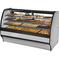 True TGM-DC-77-SC/SC-S-S 77.25" W Stainless Steel with Curved Glass Non-Refrigerated 3 Shelves Glass Merchandiser - 115 Volts