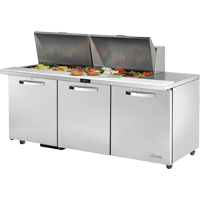 True TSSU-72-24M-B-ST-HC~SPEC3 72.38" W Three Section SPEC SERIES® Mega Top Sandwich/Salad Unit - 115 Volts