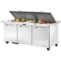 True TSSU-72-30M-B-DS-ST-HC~SPEC3 72.38" W Three Section SPEC SERIES® Dual Side Mega Top Sandwich/Salad Unit - 115 Volts